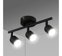 URAQT LED Ceiling Light Rotatable, 3 Way Adjustable Industrial Ceiling Spotlights, Matte Black Spotlight Bar, GU10 Spot Light Fitting for Kitchen Bedroom Living Room, Bulb Not Included