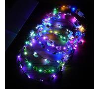 URAQT LED Flower Headband - 6PCS Crown Garland, Light Up LED Flower Crown Headdress for Women & Girls - Wedding, Halloween, Christmas & Party Decor