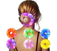 URAQT LED Light Up Elastic Hair Bands, 6pcs Luminous Hair Ties, 3 Colors Light Modes LED Scrunchies, Light up Hair Scrunchies for Halloween Christmas Rave Glow Party (A)
