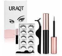 URAQT Magnetic Eyelashes with Eyeliner Kit, 5 Pairs Natural Look False Eyelashes with Applicator, Waterproof Eyeliner Reusable Fake Lashes for Makeup Eyelashes Extension