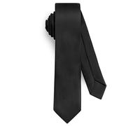 URAQT Men Ties, Classic Men's Solid Satin Neck Tie, Premium Pure Color Necktie with Multiple Colors, Formal Neckties for Men Business Wedding Party Work Tie, Black-5cm