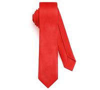 URAQT Men Ties, Classic Men's Solid Satin Neck Tie, Premium Pure Color Necktie with Multiple Colors, Formal Neckties for Men Business Wedding Party Work Tie, Red-5cm