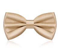 URAQT Men's Bow Tie, Classic Solid Color Pre-Tied Bow Tie for Men, Satin Tux Bowtie, Adjustable Formal Neck Bowtie for Parties, Wedding (Champagne)