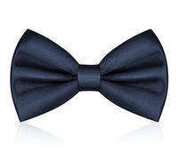 URAQT Men's Bow Tie, Classic Solid Color Pre-Tied Bow Tie for Men, Satin Tux Bowtie, Adjustable Formal Neck Bowtie for Parties, Wedding (Navy Blue)