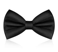 URAQT Men's Bow Tie, Classic Solid Color Pre-Tied Bow Tie for Men, Satin Tux Bowtie, Adjustable Formal Neck Bowtie for Parties, Wedding (Black)