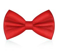 URAQT Men's Bow Tie, Classic Solid Color Pre-Tied Bow Tie for Men, Satin Tux Bowtie, Adjustable Formal Neck Bowtie for Parties, Wedding (Red)