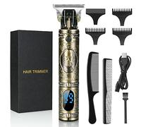 URAQT Men's Hair Clipper & Beard Trimmer, Cordless T-Blade Razor with USB Recharge & LED Display, 3 Guide Combs, Father's Day Gift