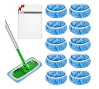 URAQT Microfiber Sweep Mop Pads,10 PCS Super Absorbent Replacement Covers Lazy Broom Cover Cloth, Reusable Wet/Dry Mop Pads, Sweeping Refill Pads Mop Head for Wood, Tiles, Marble(Blue)