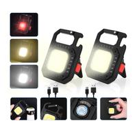 URAQT Mini LED COB Flashlight, 1000 Lumens 500mAh 7 Light Modes Tiny Handheld Keychain Torch, Multifunctional Emergency Keyring Flashlight Rechargeable Work Lights with Folding Bracket Bottle Opener