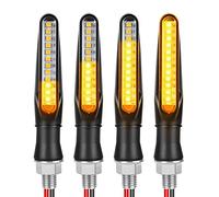 URAQT Motorcycle Led Turn Signal Light, 4 PCS Universal Watertight Motorbike Turning Indicators, 12V Flowing Flowing Turn Signal Light, Daytime Running Lights Brake Lights for Motorcycle (Black)