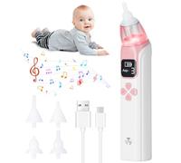 URAQT Nasal Aspirator Baby, Electric Baby Nose Sucker with 4 Silicone Tips Nose, Rechargeable Automatic Baby Nose Cleaner for 3 Suction Levels, Toddlers Anti-Backflow Sucker with Music and Light, Pink