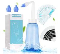 URAQT Neti Pot, 300ml Sinus Rinse Bottle with 20 Nasal Wash Salt Packets and 10 Thermometer Sticker, Nasal Rinse Kit Nose Wash Cleaner, Pressure Rinse Nasal Irrigation for Adult and Kid BPA Free