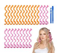 URAQT No Heat Hair Rollers, 24pcs Curlers Styling Kit with Hooks, Wave Curlers for Long & Short Hair, DIY Hairstyle Tools 30cm