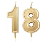 URAQT Number Candles 18, 2Pcs Birthday Cake Candles, Gold Glitter Birthday Number Candle, Suitable for Kids and Adults, Can Decorate Birthday Parties, Graduation Party, Wedding Anniversary Parties