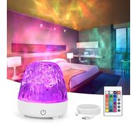 URAQT Ocean Lamp Aurora Night Light, Ocean Wave Ceiling Projector, Sensory Night Lights with 16 Colors, 30 Lighting Modes, Northern Lights Cube, for Bedroom Party Game Birthday Gifts for Kid Women Men