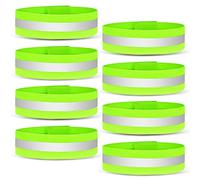URAQT Reflective Wrist Strap, 8 PCS Single Reflective Wristbands, High Visibility Running Safety Gear, Self-adhesive Reflective Bike Ankle Bands for Walking, Night Outdoor Sports and Dog Walking
