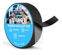 URAQT Rubber Grip Tape 2.5cm x 3m, Black Ultra Thin Strong Adhesive Anti Slip for Handles, Anti Slip Texture Enhance Friction, Waterproof Wear Resistant Heat Resistant Grip Tape for DIY Tools Home Use