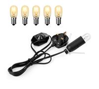 URAQT Salt Lamp Cord 1.5m with Dimmer Switch Two Metal Clips 6 Free E14 Bulbs, Salt lamp Replacement Spare Power Cord Cable, Compatible for Himalayan Crystal Salt Lamps Safe 3-Pin UK Plug Spare Cable