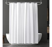 URAQT Shower Curtain Anti Mould, Waterproof PEVA Bath Curtains, Mildew Resistant Bathroom Shower Curtains with 12 Hooks, Plain Colors Bathtub Curtains for Bath Tub Shower Stall, 180 x 180 cm, White
