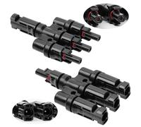 URAQT Solar Panel Connector, 1 Pair 3 to 1 T Branch Parallel Adapter, MFFF/FMMM, Professional Solar Cable Joint, IP67 Waterproof for Solar Panels Parallel Connection