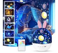 URAQT Starry Sky Projector, LED Lamp Kids, Ocean Wave Night Light, Music Lamp With Timer For Kids Room Party Decoration Christmas (Antler) (Pink-2)