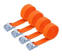 URAQT Tie Down Straps, 4 Pack Heavy Duty Tensioning Belts, 2M Adjustable Cargo Straps Ratchet Straps for Motorcycle, Cargo, Trucks, Trailer, Luggage, 250kg Loading Capacity, Quick Release (Orange)