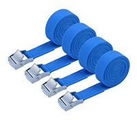URAQT Tie Down Straps, 4 Pack Heavy Duty Tensioning Belts, 2M Adjustable Cargo Straps Ratchet Straps for Motorcycle, Cargo, Trucks, Trailer, Luggage, 250kg Loading Capacity, Quick Release (Blue)