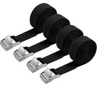 URAQT Tie Down Straps, 4 Pack Heavy Duty Tensioning Belts, 4M Adjustable Cargo Straps Ratchet Straps for Motorcycle, Cargo, Trucks, Trailer, Luggage, 250kg Loading Capacity, Quick Release (Black)