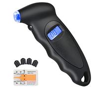 URAQT Tyre Pressure Gauge, 4 Ranges Digital Inflator Tyre with Tyres Tread Depth Gauge and 4 Pcs Valves Caps, Backlight LCD Display 150 PSI ABS Non-Slip Grip for Car, Truck, Bicycle, Motorcycles