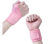 URAQT Wrist Support Splint Brace, 2 Pack Adjustable Wrist Strap Carpal Tunnel Compression Splint Relieves Wrist Pain, Tendonitis and Sports Protecting, Wrist Brace One Size Fits Right and Left (Pink)