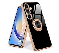 Urarssa for Samsung Galaxy A34 5G Case Ring Holder 360 Degree Rotation Finger Magnetic Car Stand Shockproof Phone Case Cover for Samsung A34 5G, Black