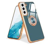 Urarssa for Samsung Galaxy S21 Phone Case Electroplated Magnetic Ring Holder 360 Degree with Rotation Finger Car Holder Shockproof Case Cover for Samsung S21 5G-Grey