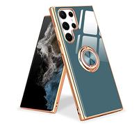 Urarssa for Samsung Galaxy S22 Ultra Phone Case Magnetic Ring Holder 360 Degree with Rotation Finger Car Holder Shockproof Case Cover for Samsung S22 Ultra 5G-Grey