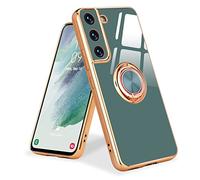 Urarssa for Samsung S21 FE Case Ring Holder 360 Degree Rotation Finger Magnetic Car Stand Shockproof Phone Case Cover for Samsung Galaxy S21 FE 5G-Grey