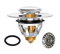URASAWA Bathroom Sink Plug Replacement, Bath Basin Plug, Brass Universal Pop Up Drain Stopper with Bounce Core, Push Type Sink Strainer Plug Filter with Hair Catcher No Overflow for Bathroom,34-38mm
