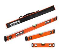 URASISTO 3-Piece Spirit Level Set, 12", 20", 40" Level Set with Magnetic Torpedo Level, 45°/90°/180°Bubbles Measuring, Aluminium Alloy Levels with Carrying Bag