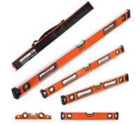 URASISTO 5-Piece Spirit Level Set, 10", 16", 24", 32", 48" Level Set with Magnetic Torpedo Level, 45°/90°/180°Bubbles Measuring, Aluminium Alloy Levels with Carrying Bag