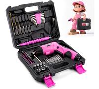 URASISTO 55-Piece Pink Kids Real Power Electric Screwdriver Set, 3.6V USB Cordless Electric Drill Tool Kit, Junior Real Hand Tool Kit for Boys & Girls, Children Learning Tools for DIY Building, Age 8+