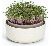 Urbalive Seed Sprouter Tray with Lid ø16 cm - Design Germination Tray for Growing Beans, Sprouts - Microgreens Growing Kit made of Plastic with Coffee Grounds