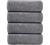 UrbAmerican Towels Pack of 4 Extra Large Bath Towels 30 x 60 Inches, 100% Cotton, 500g*4.Larger & Lighter Weight, Quicker to Dry, Super Soft and Absorbent, Perfect for Bathroom, Grey