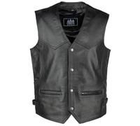 URBAN 5884 Men's Billie Style Motorcycle Comfortable Ovine Leather Biker Vest with Button Closure, Black, XXXXXL