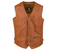 URBAN 5884 Men's Billie Style Motorcycle Comfortable Ovine Leather, Biker Vest with Button Closure, Cognac, 5XL