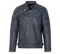 URBAN 5884 Men's Ralf, Soft and Durable Ovina Leather Jacket, Denim, M