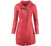 URBAN 5884 Women's Janice Leather Jacket, Elegant Jacket Made of Soft Lambskin, Long Model, red, S
