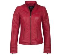 URBAN 5884 Women's Angelina Soft Lamb, Short and Bodycon Leather Jacket, red, M