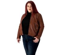 URBAN 5884 Women's Riley Leather, Lambskin Jacket for Plus Size, Durable and Soft to The Touch, Cognac, 48 Große Größen