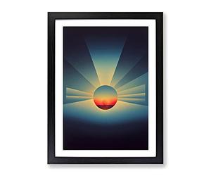 Urban Abstract Sunset Framed Print | A2 Black Framed Wall Art | Ready to Hang | Abstract Cityscape Picture | Living Room Bedroom Lounge Office