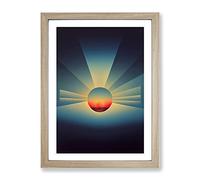 Urban Abstract Sunset Framed Print | A2 Oak Framed Wall Art | Ready to Hang | Abstract Cityscape Picture | Living Room Bedroom Lounge Office
