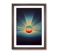Urban Abstract Sunset Framed Print | A3 Walnut Framed Wall Art | Ready to Hang | Abstract Cityscape Picture | Living Room Bedroom Lounge Office