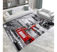 Urban Architecture Area Rugs London Street Scene Short Pile Soft Rugs Washable Indoor Non Slip Floor Mat For Living Room Bedroom Office Kitchen Decor,